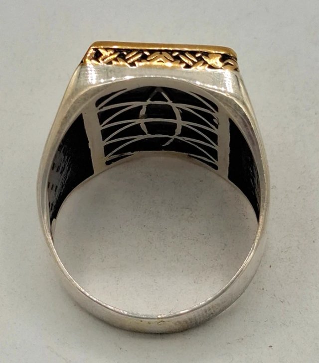 Anillo  Plata 925 Plata dorada con piedra natural