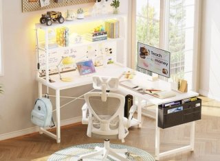 Escritorio Gaming Blanco con Estantería