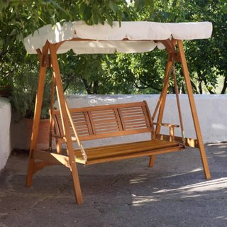Dondolo da Giardino 3 Posti in Legno di Acacia