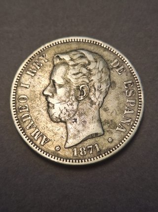 Moneda 5 Pesetas 1871 Amadeo I