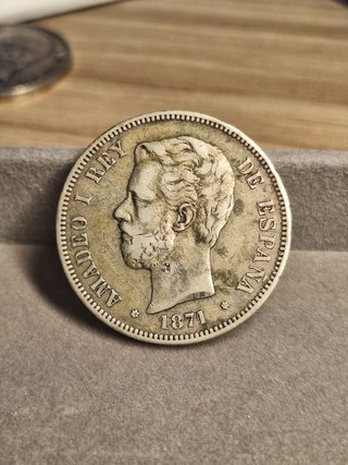 Moneda 5 Pesetas 1871 Amadeo I