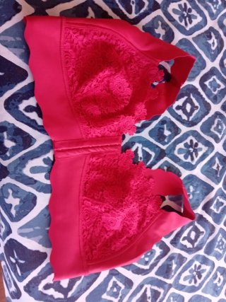Reggiseno rosso 3XL senza ferretto pizzo