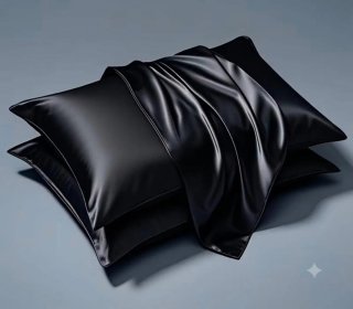 2 Fundas Almohada Satén Negras 90x50cm