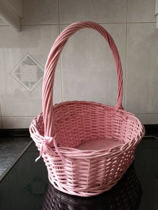 Cesta Mimbre Rosa con Asa