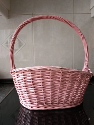Cesta Mimbre Rosa con Asa