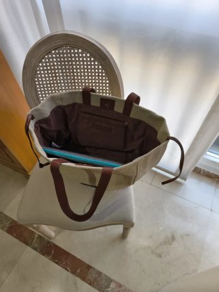 Bolso shopper Adolfo Domínguez Beige/Marrón.