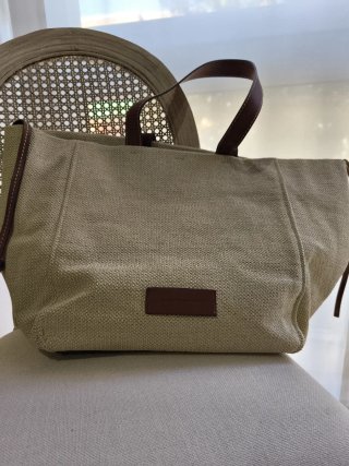 Bolso shopper Adolfo Domínguez Beige/Marrón.
