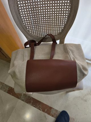 Bolso shopper Adolfo Domínguez Beige/Marrón.