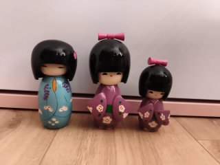 Set di 3 Bambole Giapponesi Kokeshi