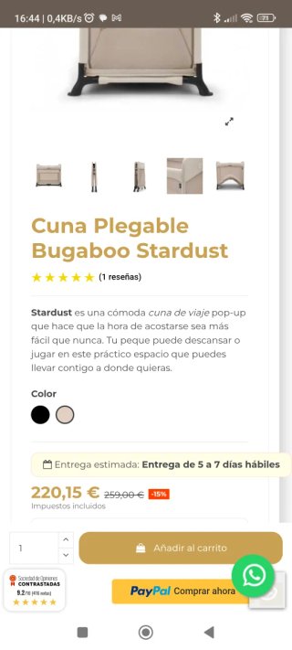 Cuna plegable Bugaboo Stardust