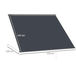 Toldo Retráctil Exterior 150x120cm Aluminio Gris
