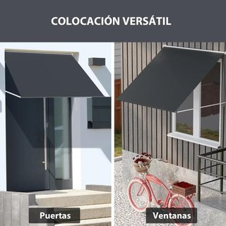 Toldo Retráctil Exterior 150x120cm Aluminio Gris