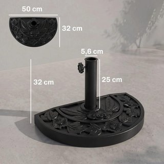 Base Sombrilla Semicircular 9kg Cemento Negra