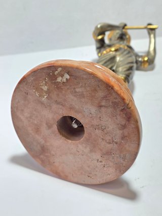 Scultura Bronzo Argentato Dorato Ragazzo Flauto XX