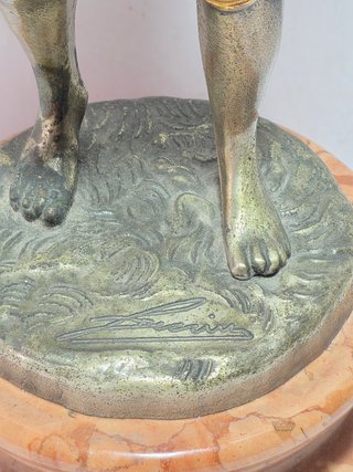 Scultura Bronzo Argentato Dorato Ragazzo Flauto XX