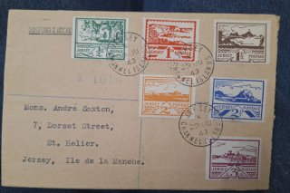 Jersey serie sellos Ocupación Alemana 1943!Carta!