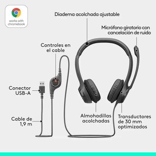 Auriculares Logitech H390 Micrófono USB (Nuevos)