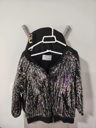 Chaqueta Bershka lentejuelas negra multicolor