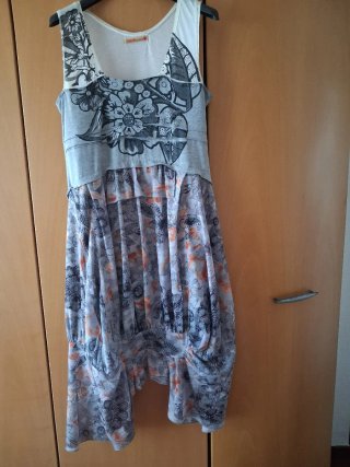 Vestido Globo Talla Única Gris Naranja