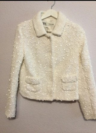 Chaqueta Zara Lentejuelas Blanca Mujer