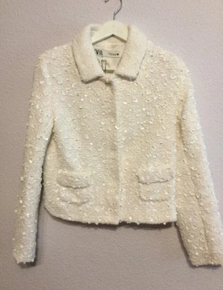 Chaqueta Zara Lentejuelas Blanca Mujer