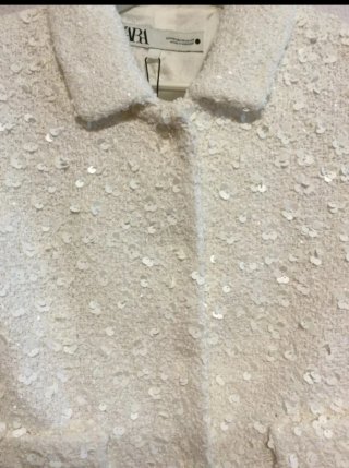 Chaqueta Zara Lentejuelas Blanca Mujer