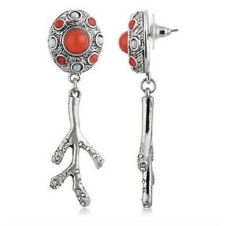 Pendientes Parfois Plateados con Coral