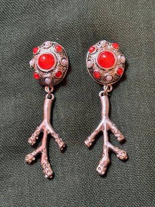 Pendientes Parfois Plateados con Coral