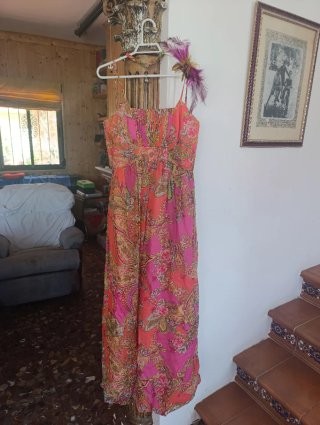 Vestido largo estampado artesanal