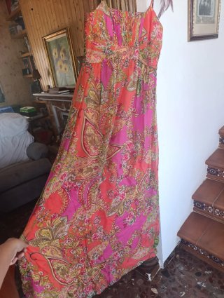 Vestido largo estampado artesanal
