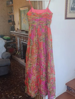 Vestido largo estampado artesanal
