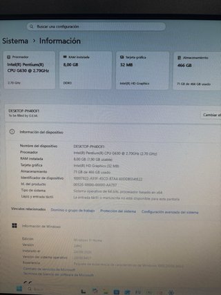 PC Sobremesa Completo con Monitor y Teclado