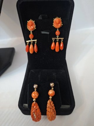 Conjunto Coral Naranja: Collar y Pendientes