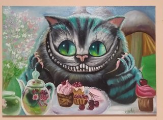 Cuadro Óleo Gato Cheshire