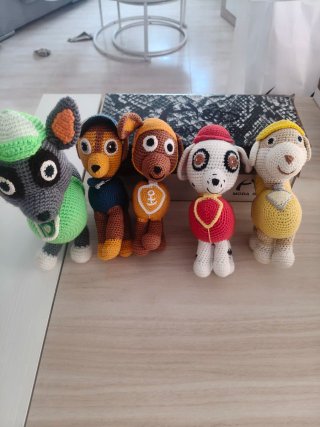Lote de 5 Muñecos Patrulla Canina Artesanales
