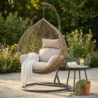 Poltrona Sospesa da Giardino Polyrattan e Acciaio