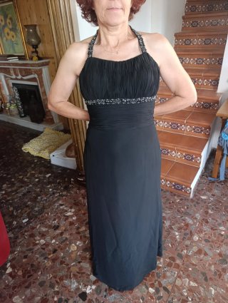 Vestido fiesta largo pedrería