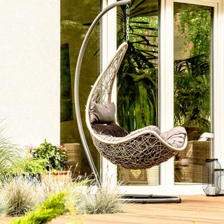 Poltrona Sospesa da Giardino Polyrattan e Acciaio