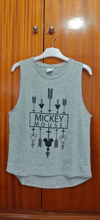 Camiseta tirantes Mickey Mouse gris mujer talla S