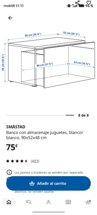 2 Baúles de Juguetes IKEA Blancos