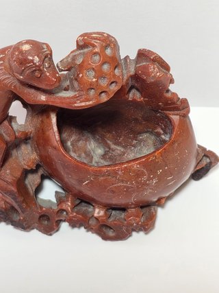 Scultura In Pietra Saponaria Cinese Scimmietta XX
