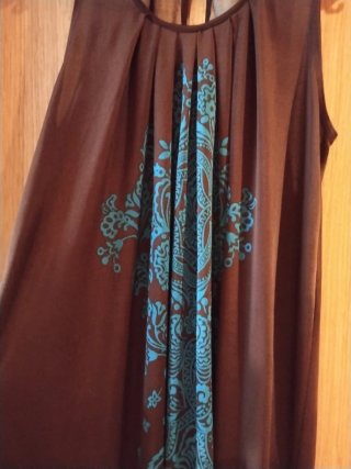 Vestido Hippie de Licra Marrón y Turquesa