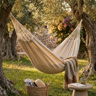 Amaca Giardino in Cotone Naturale Beige 200x100 cm
