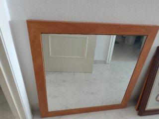 Cómoda de 3 cajones con espejo de 77×77