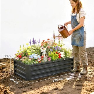 Jardinera Elevada Acero Galvanizado 120x60 Gris