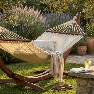 Amaca Relax in Cotone Beige da Giardino 200x150 cm