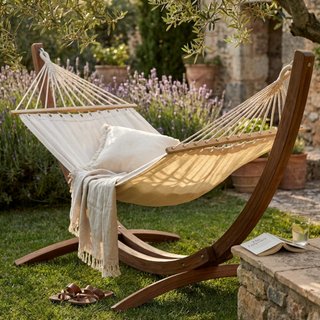 Amaca Relax in Cotone Beige da Giardino 200x150 cm