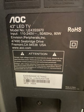 Televisor AOC 43 LED LE43S5970