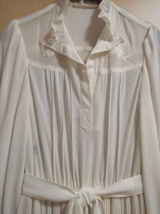Vestido Blanco Vintage Plisado