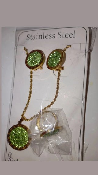Conjunto Bulgari Acero Inoxidable Verde